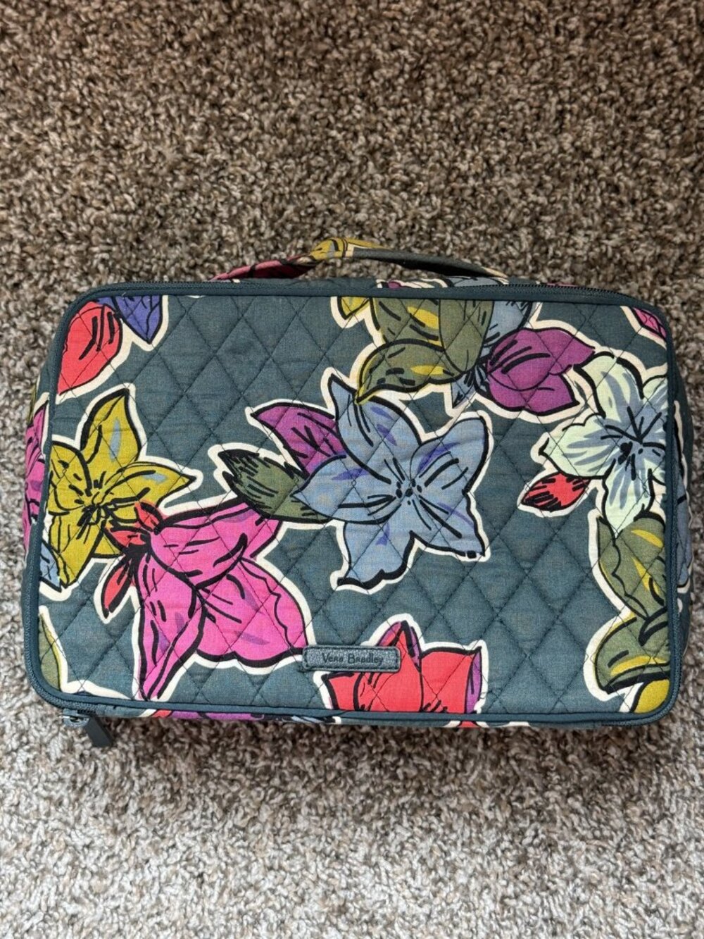Vera Bradley Bengal Lily Charcoal Floral Large Blush & Brush Case